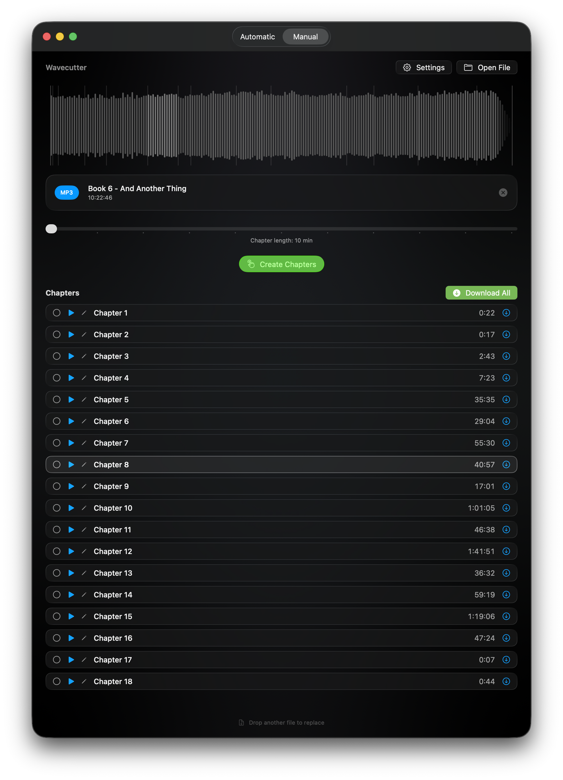 Manual chapter creation